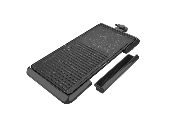 Επιτραπέζια Ηλεκτρική Ψησταριά Αλουμινίου Αυλακωτής Πλάκας 2000W με Ρυθμιζόμενο Θερμοστάστη 51x26.5εκ. Muhler 