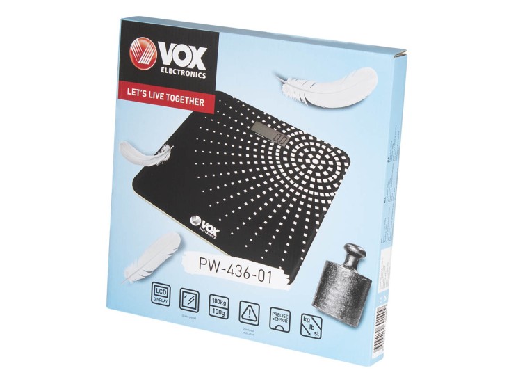 Ψηφιακή Ζυγαριά σε Μαύρο χρώμα PW-436-01, Vox Electronics, 180 kg Ψηφιακή Ζυγαριά σε Μαύρο χρώμα PW-436-01, Vox Electronics, 180 kg