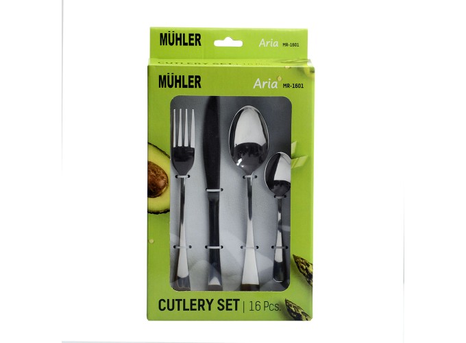 Σετ Μαχαιροπίρουνα Ασημί Ανοξείδωτα 16τμχ  Aria MR-1601 Muhler 