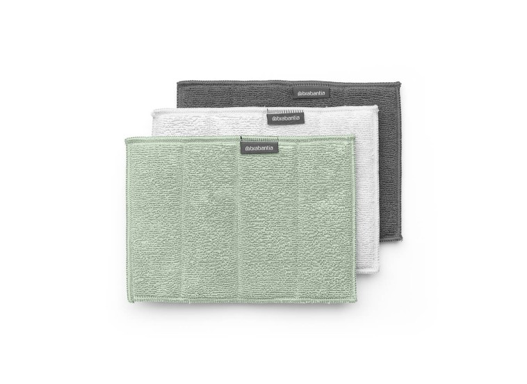 Microfibe Dish Cloths Brabantia Dark Grey/Light Grey/Jade Green, 3 Pcs