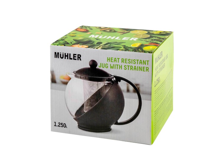 Τσαγιέρα Γυάλινη σε Μαύρο Χρώμα 1250ml MR-8126BJS Muhler Τσαγιέρα Γυάλινη σε Μαύρο Χρώμα 1250ml MR-8126BJS Muhler