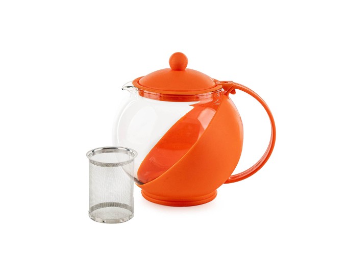 Τσαγιέρα Γυάλινη σε Πορτοκαλί Χρώμα 1250ml MR-8126BJS Muhler