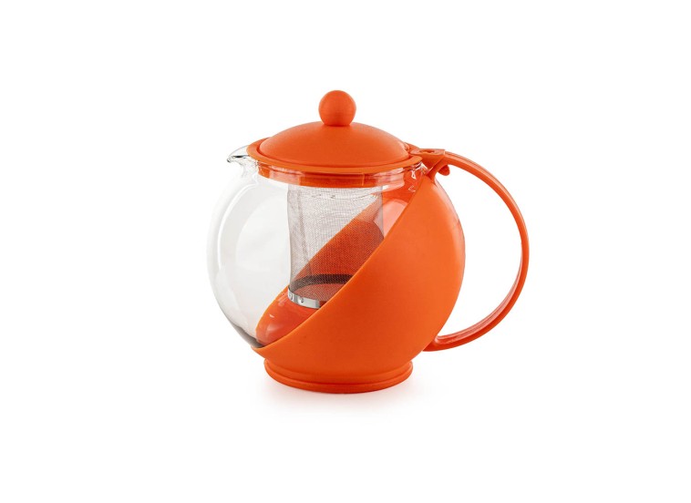 Τσαγιέρα Γυάλινη σε Πορτοκαλί Χρώμα 1250ml MR-8126BJS Muhler