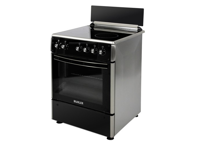 Κουζίνα 64lt με Κεραμικές Εστίες Π60εκ. Μαύρη, ELC-VC622ESS , 4V,Muhler