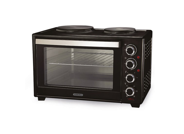 Ηλεκτρικό Φουρνάκι 56lt με 2 Εστίες και Αέρα Μαύρο ,TXC56CL,TERMOMAX