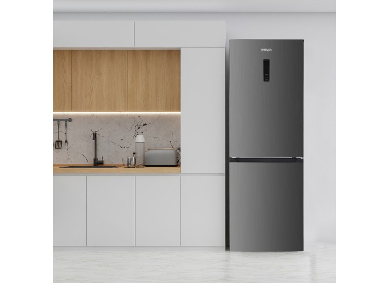 Ψυγειοκαταψύκτης NoFrost Υ184xΠ60xΒ66.5εκ. Inox NFC185IE Muhler Ψυγειοκαταψύκτης NoFrost Υ184xΠ60xΒ66.5εκ. Inox NFC185IE Muhler