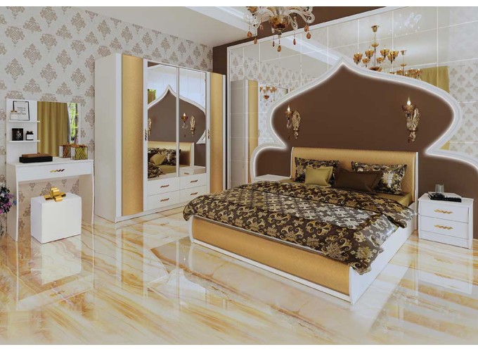 Σετ Κρεβατοκάμαρας 4 τεμ. Melania, 213x85x173 εκ., 160/200 ,ΔΩΡΟ μηχανισμό ανύψωσης & συρταριέρα με σκαμπό, Genomax