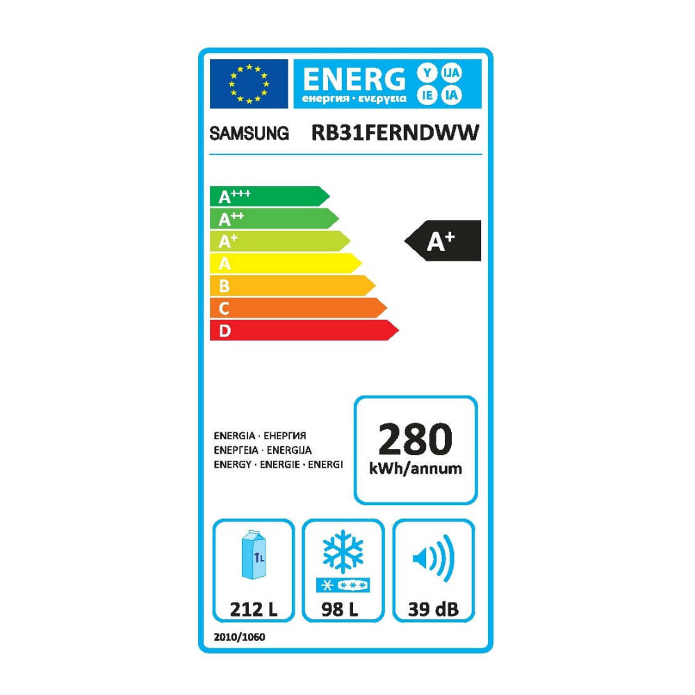 Ψυγειοκαταψύκτης 310 lt A+, RB31FERNDWW/EF, Samsung