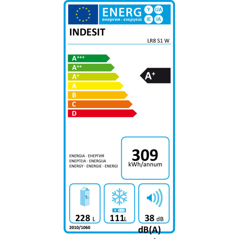 Ψυγειοκαταψύκτης 339lt Α+, LR8 S1 W, Indesit