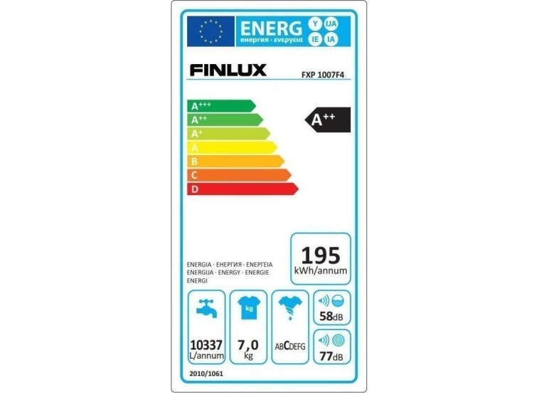 Πλυντήριο ρούχων 7kg, FXP 1007 F4, Finlux Πλυντήριο ρούχων 7kg, FXP 1007 F4, Finlux