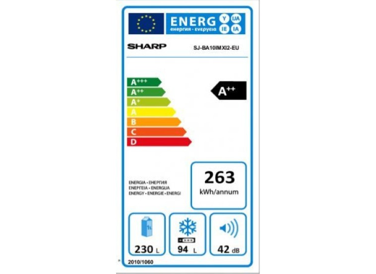 Ψυγειοκαταψύκτης 324 lt NoFrost A++, SJ-BA10IMXI2, Sharp Ψυγειοκαταψύκτης 324 lt NoFrost A++, SJ-BA10IMXI2, Sharp