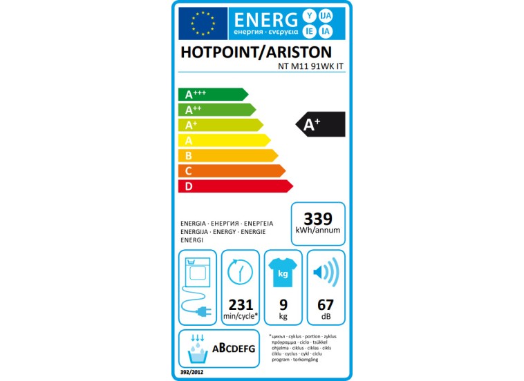Στεγνωτήριο ρούχων 9kg, NT M11 91WK, Hotpoint-Ariston | All4home Στεγνωτήριο ρούχων 9kg, NT M11 91WK, Hotpoint-Ariston