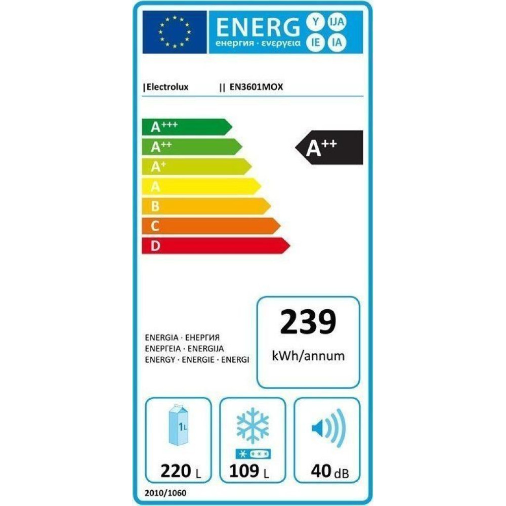 Ψυγειοκαταψύκτης, 329 λιτ, Α++, EN3601MOX, Electrolux