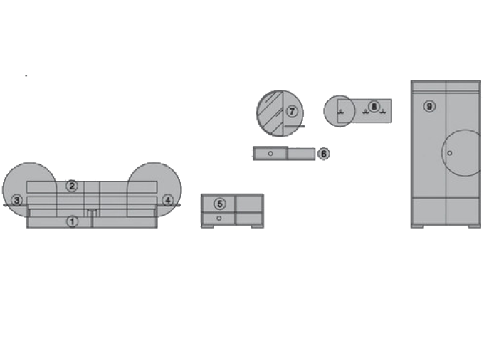 Σετ Κρεβατοκάμαρας 8 τεμαχίων, Santorini, 168.5x194.5x30.5 εκ., Genomax