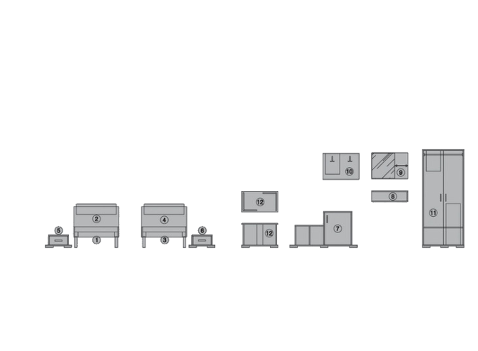 Σετ Κρεβατοκάμαρας 10 τεμαχίων, Malaga, 86.5x194.5x40 εκ., Genomax