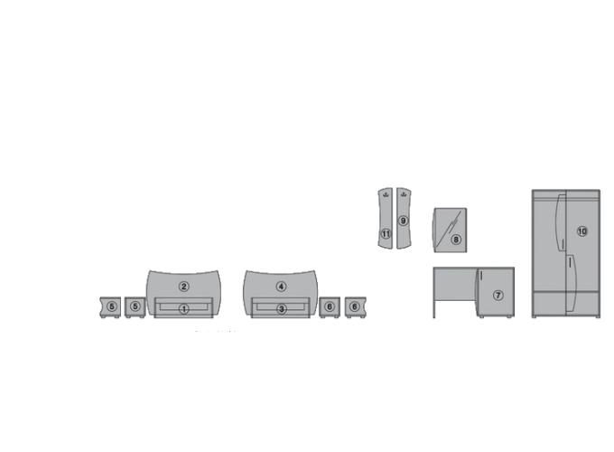 Σετ Κρεβατοκάμαρας 9 τεμαχίων, Borneo, 86.5x194.5x30.5 εκ., Genomax
