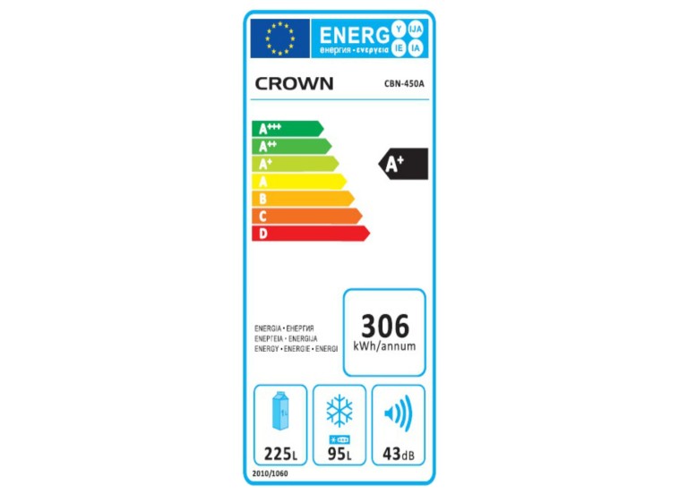 Ψυγειοκαταψύκτης 320lt A+ No Frost, CBN-450A, Crown | All4home Ψυγειοκαταψύκτης 320lt A+ No Frost, CBN-450A, Crown