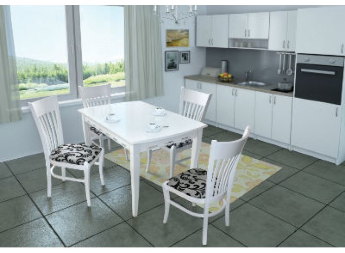 Τραπεζαρία επεκτεινόμενη Honey White με 4 καρέκλες, 120+30/75/80 εκ. Genomax Τραπεζαρία επεκτεινόμενη Honey White με 4 καρέκλες, 120+30/75/80 εκ. Genomax