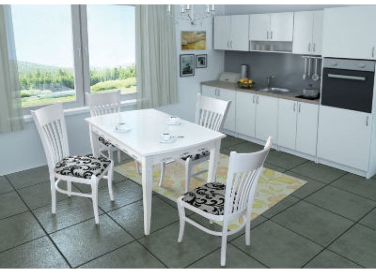 Τραπεζαρία επεκτεινόμενη Honey White με 4 καρέκλες, 120+30/75/80 εκ. Genomax Τραπεζαρία επεκτεινόμενη Honey White με 4 καρέκλες, 120+30/75/80 εκ. Genomax