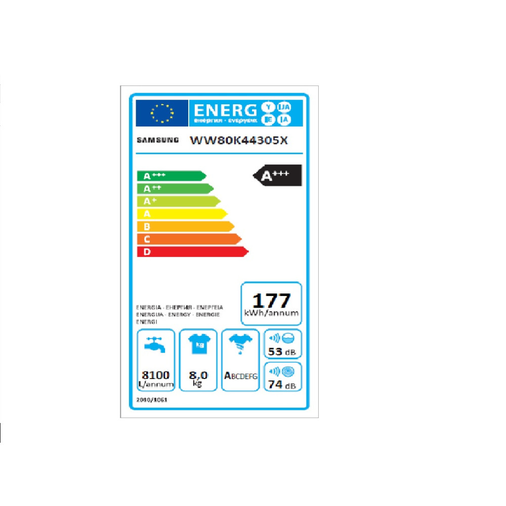 Πλυντήριο ρούχων 8kg, WW80K44305X/LE, Samsung