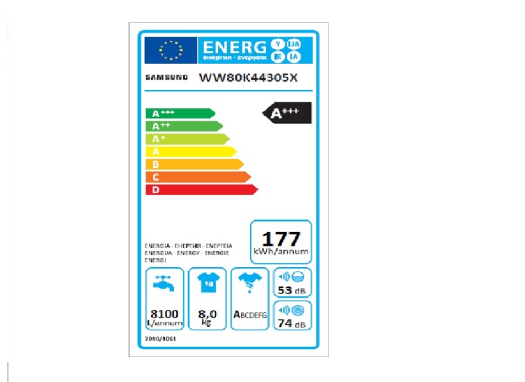 Πλυντήριο ρούχων 8kg, WW80K44305X/LE, Samsung Πλυντήριο ρούχων 8kg, WW80K44305X/LE, Samsung