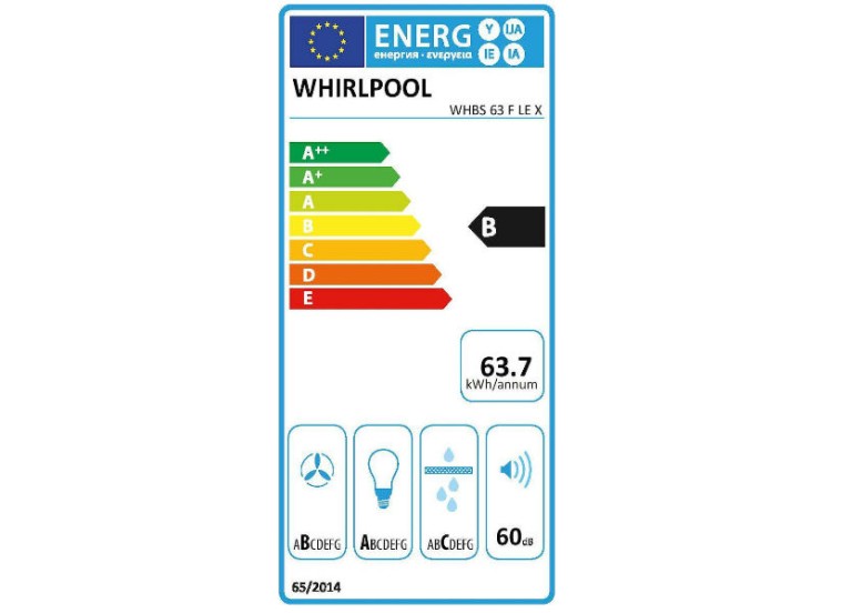 Απορροφητήρας κουζίνας, WHBS 63 F LE X, Whirlpool Απορροφητήρας κουζίνας, WHBS 63 F LE X, Whirlpool