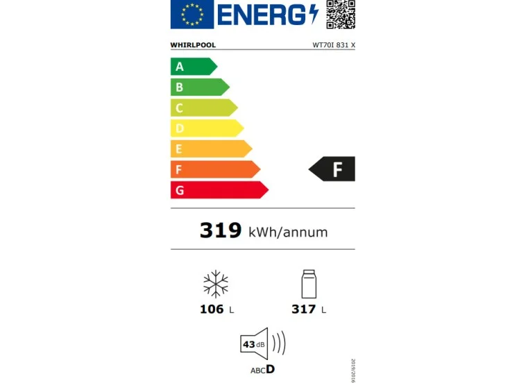 Ψυγείο Δίπορτο WT70I 831 X Whirlpool NoFrost Inox | All4home Ψυγείο Δίπορτο WT70I 831 X Whirlpool NoFrost Inox