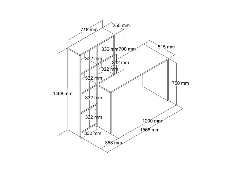 Γραφείο, Silence 1990 , 156,8 x 51,5 x 75 εκ., All4home