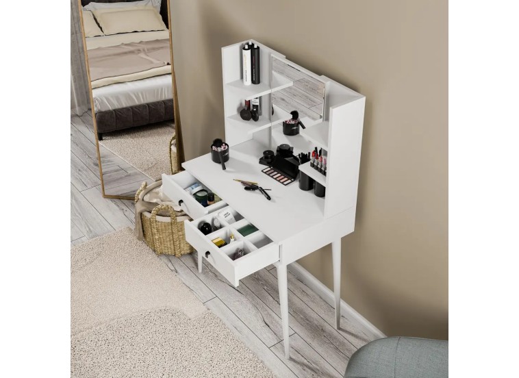 Τουαλέτα με καθρέφτη και ξύλινα πόδια, 2200 Lucky, 80χ45χ131,70 εκ., All4home