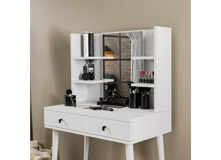 Τουαλέτα με καθρέφτη και ξύλινα πόδια, 2210 Shiny, 80χ45χ132 εκ., All4home