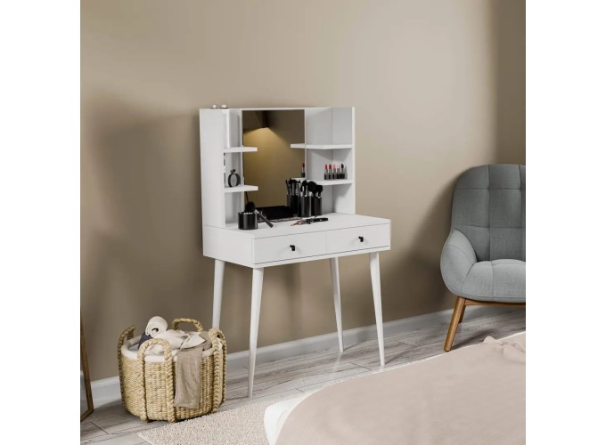 Τουαλέτα με καθρέφτη και ξύλινα πόδια, 2200 Lucky, 80χ45χ131,70 εκ., All4home