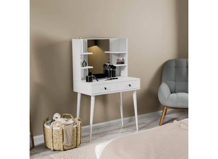 Τουαλέτα με καθρέφτη και ξύλινα πόδια, 2200 Lucky, 80χ45χ131,70 εκ., All4home