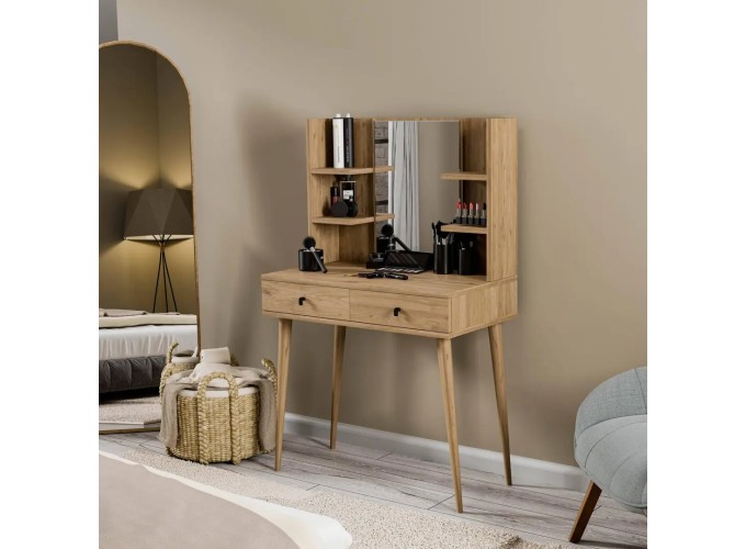 Τουαλέτα με καθρέφτη και ξύλινα πόδια, 2202 Lucky, 80χ45χ131,70 εκ., All4home