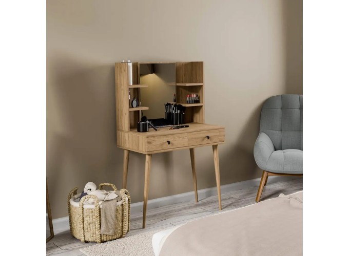 Τουαλέτα με καθρέφτη και ξύλινα πόδια, 2202 Lucky, 80χ45χ131,70 εκ., All4home