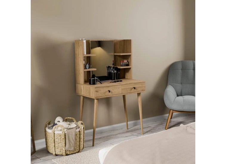 Τουαλέτα με καθρέφτη και ξύλινα πόδια, 2202 Lucky, 80χ45χ131,70 εκ., All4home