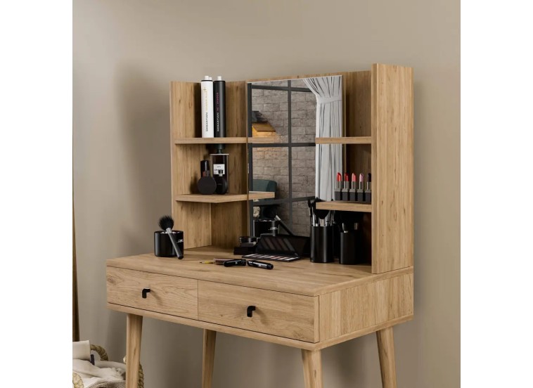 Τουαλέτα με καθρέφτη και ξύλινα πόδια, 2202 Lucky, 80χ45χ131,70 εκ., All4home