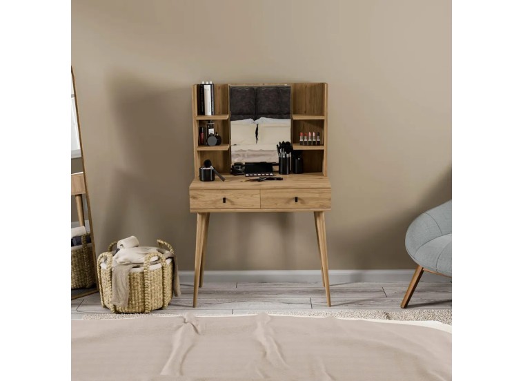 Τουαλέτα με καθρέφτη και ξύλινα πόδια, 2202 Lucky, 80χ45χ131,70 εκ., All4home