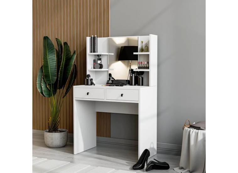 Τουαλέτα με καθρέφτη και ξύλινα πόδια, 2210 Shiny, 80χ45χ132 εκ., All4home