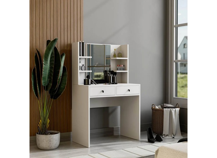 Τουαλέτα με καθρέφτη και ξύλινα πόδια, 2210 Shiny, 80χ45χ132 εκ., All4home