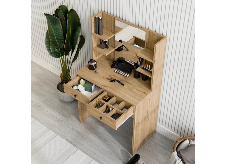 Τουαλέτα με καθρέφτη και ξύλινα πόδια, 2212 Shiny, 80χ45χ132 εκ., All4home