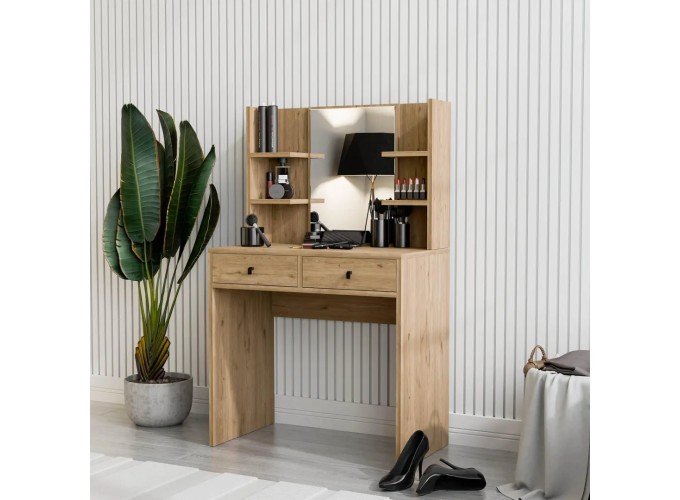 Τουαλέτα με καθρέφτη και ξύλινα πόδια, 2212 Shiny, 80χ45χ132 εκ., All4home