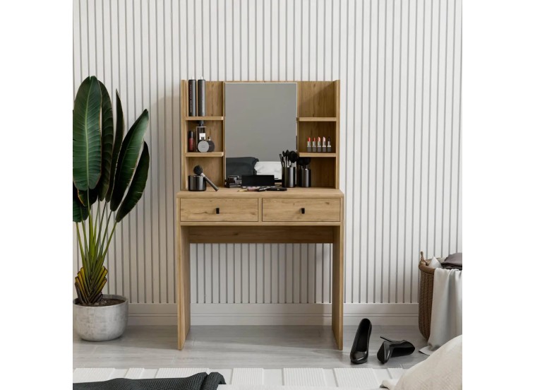 Τουαλέτα με καθρέφτη και ξύλινα πόδια, 2212 Shiny, 80χ45χ132 εκ., All4home