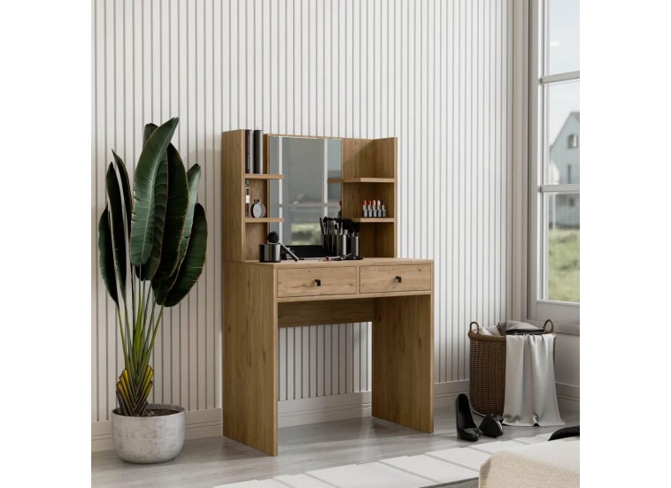 Τουαλέτα με καθρέφτη και ξύλινα πόδια, 2212 Shiny, 80χ45χ132 εκ., All4home