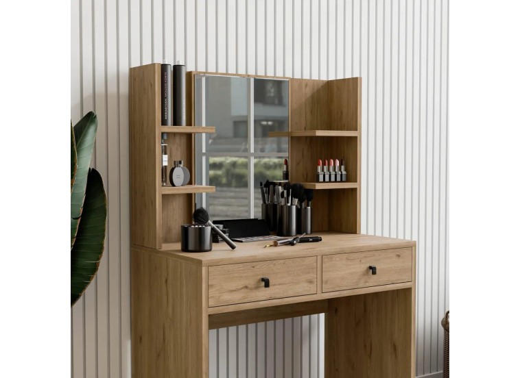 Τουαλέτα με καθρέφτη και ξύλινα πόδια, 2212 Shiny, 80χ45χ132 εκ., All4home