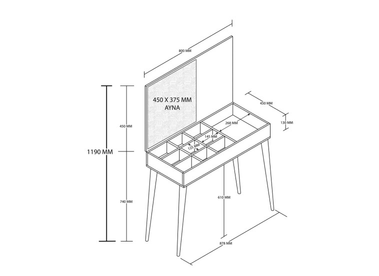 Τουαλέτα με καθρέφτη , 2220 Flora , 80χ45χ119 εκ., All4home
