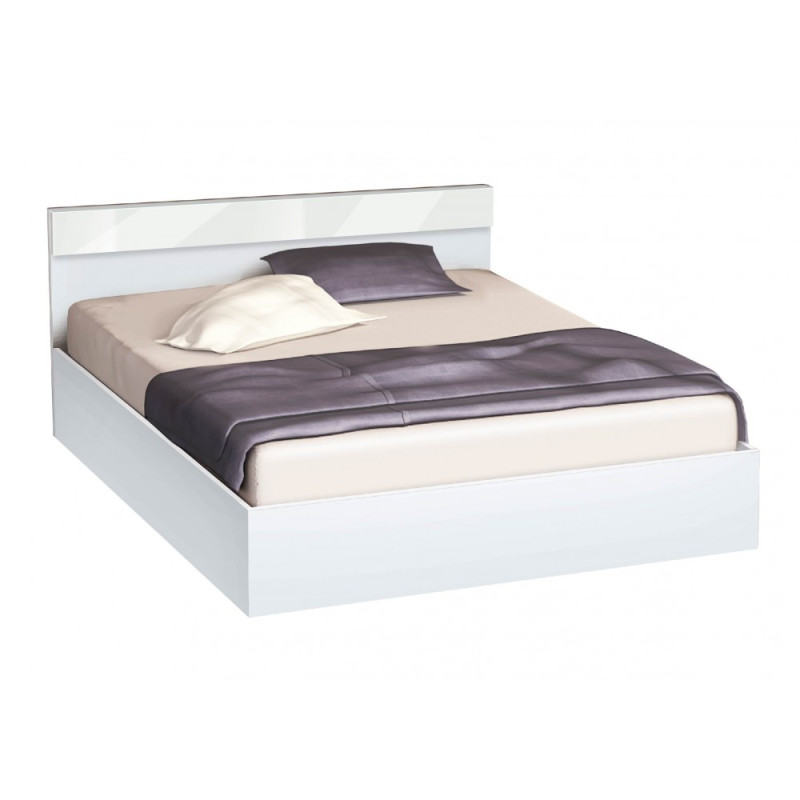Κρεβάτι ημίδιπλο 120/190 Λευκό με λευκό γυαλιστερό, Δήμητρα, με Δώρο Στρώμα, Genomax