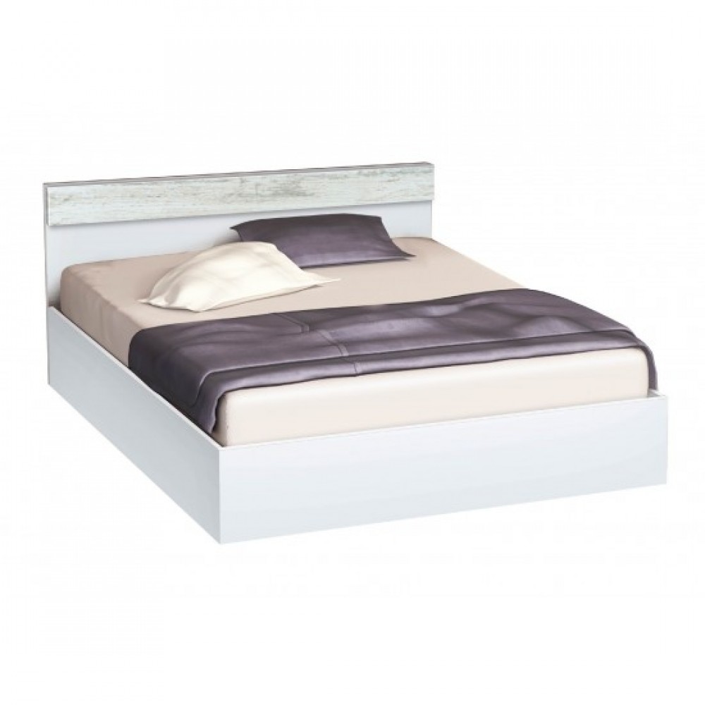 Κρεβάτι διπλό 160/200 Λευκό με crystal με ΔΩΡΟ στρώμα, Lotus, 205x164x68 εκ., Genomax