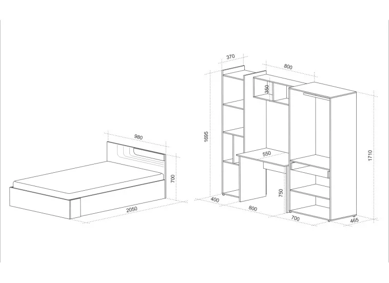 Παιδικό υπνοδωμάτιο 5 τμχ., Ken, 90/200, Genomax| All4home Παιδικό υπνοδωμάτιο 5 τμχ., Ken, 90/200, Genomax