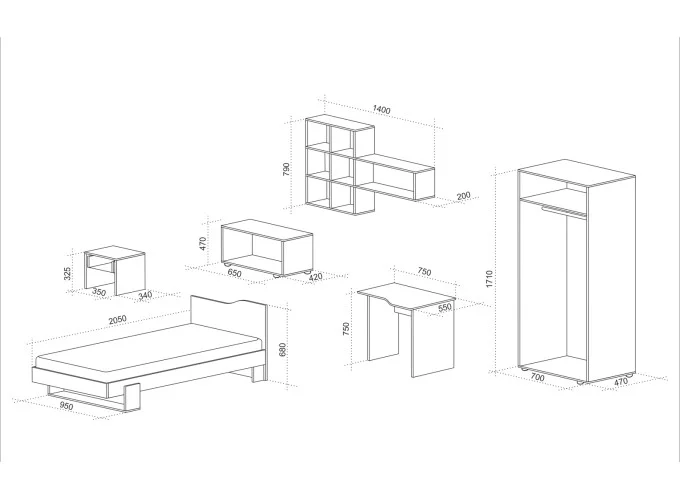 Παιδικό υπνοδωμάτιο, 6 τμχ, 90/200, Queen, Genomax Παιδικό υπνοδωμάτιο, 6 τμχ, 90/200, Queen, Genomax