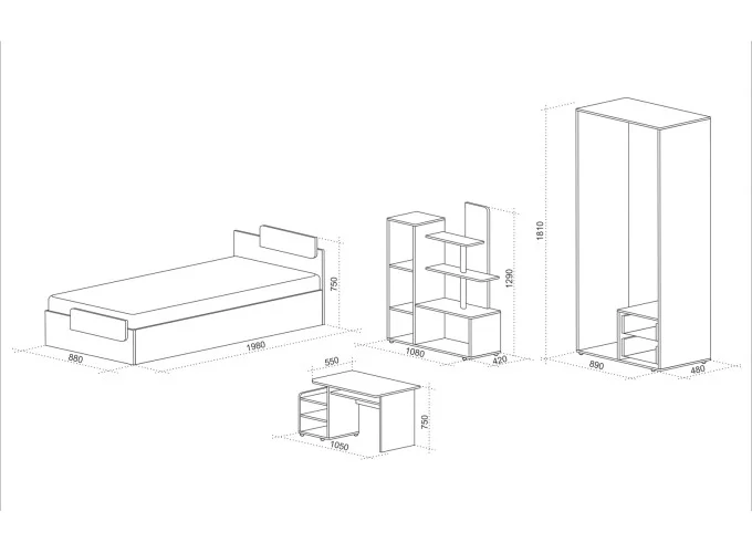 Παιδικό υπνοδωμάτιο, 4 τμχ, 82/190, Sunny, Genomax